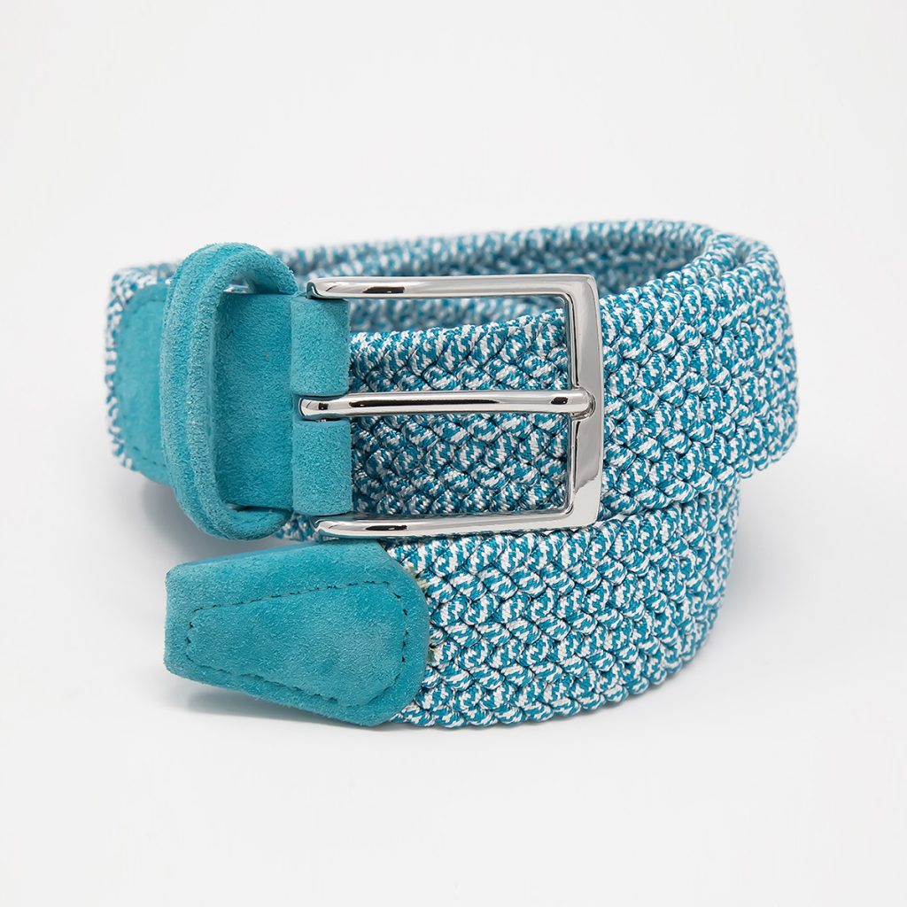 Cintura Elastica Intrecciata Blu, Beige, Azzurra Nichel Free